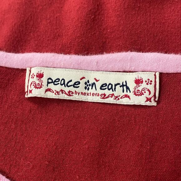 Vintage Y2K Peace on Earth Red and Pink Longsleeve Top - Picture 8 of 8